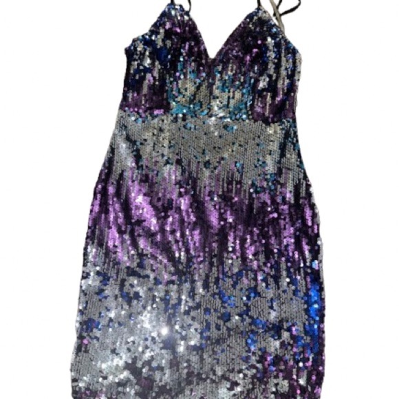 Fashion Nova Black and Purple Sequin Dress - Picture 4 of 5